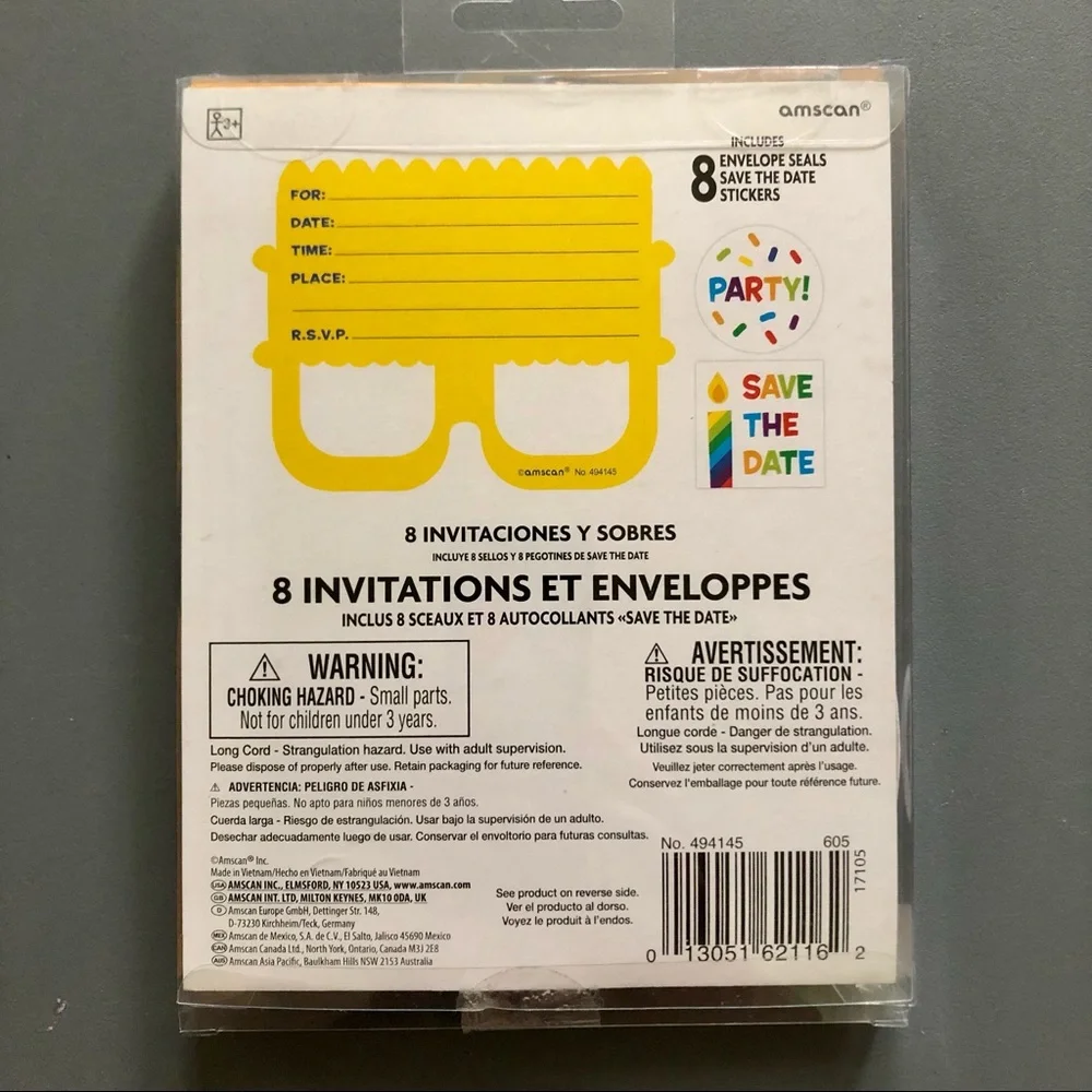 Holographic Mask Birthday Invitation Set NWT